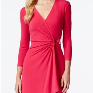 Calvin Klein Solid Gathered Wrap Dress